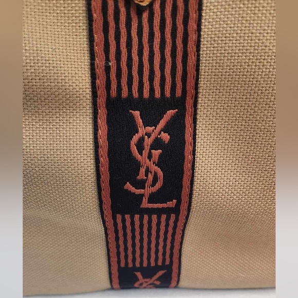 Vintage YSL Yves Saint Laurent Cassandra Logo Bag Canvas Boston Bag - Picture 9 of 13